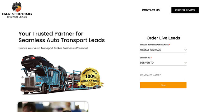 Car Shipping Broker Leads website